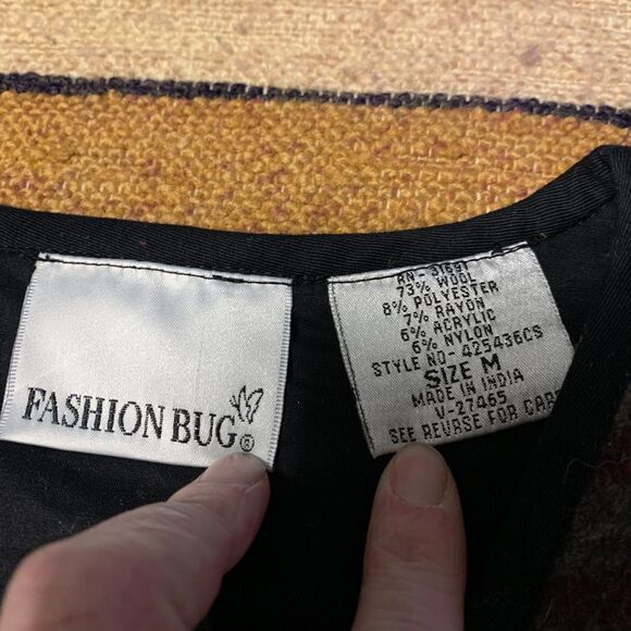 Y2K 90s Vintage Wool Vest Plaid Black Red Fashion Bug Preppy Academia Medium - Picture 2 of 4